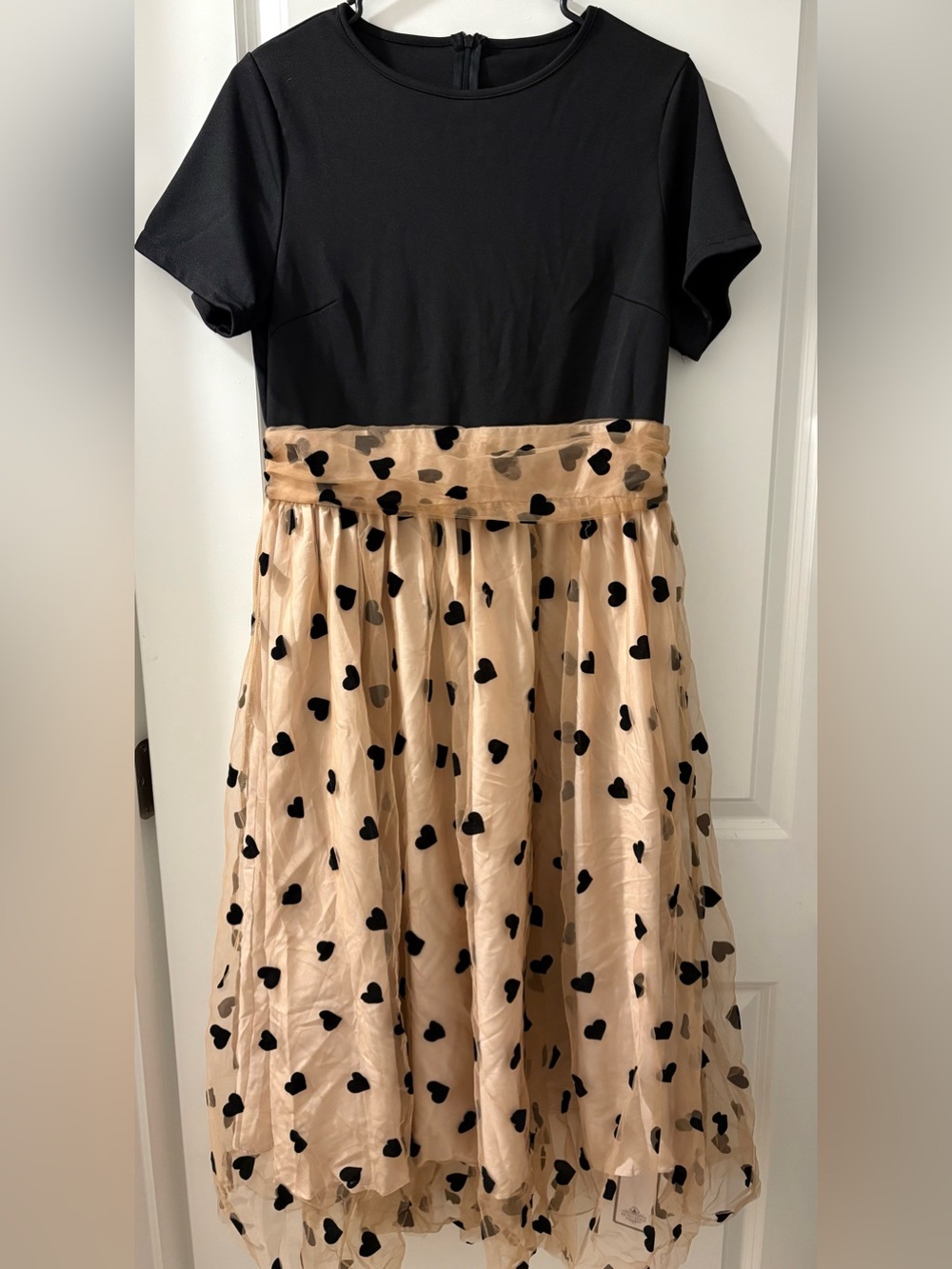 Retro Stage 50’s inspired Flock Heart Tulle Midi Dress-XL